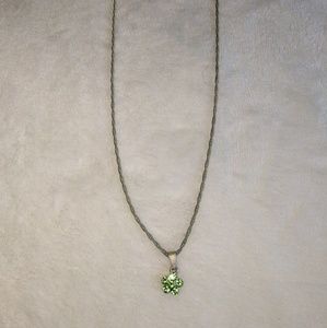 Green Rhinestone Floral Pendant Necklace